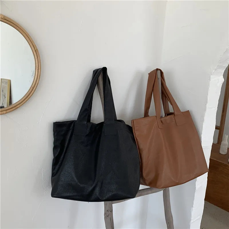 PU Leather Shoulder Bag for Women Large Capacity Tote Handbag