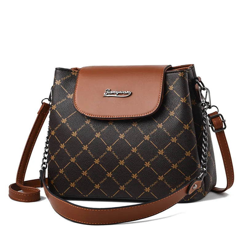 Vintage Printing Bucket Bag Chain Shoulder Messenger Bag