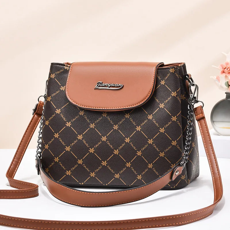 Vintage Printing Bucket Bag Chain Shoulder Messenger Bag