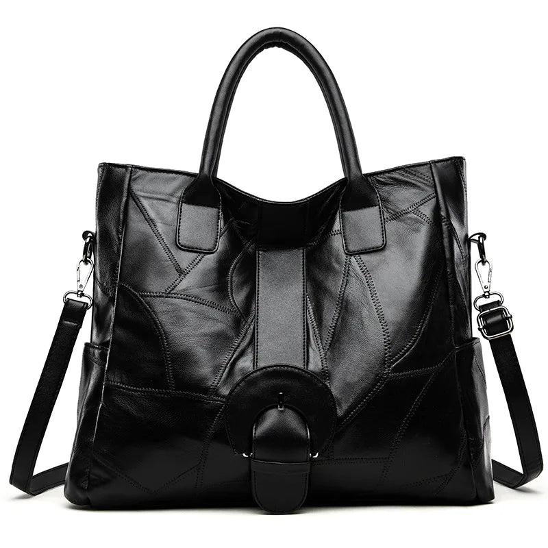 Sheepskin Splicing Single Shoulder Bag European and American Women's Handbag