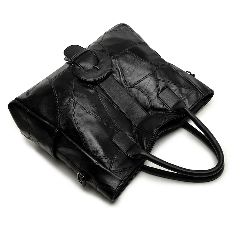 Sheepskin Splicing Single Shoulder Bag European and American Women's Handbag