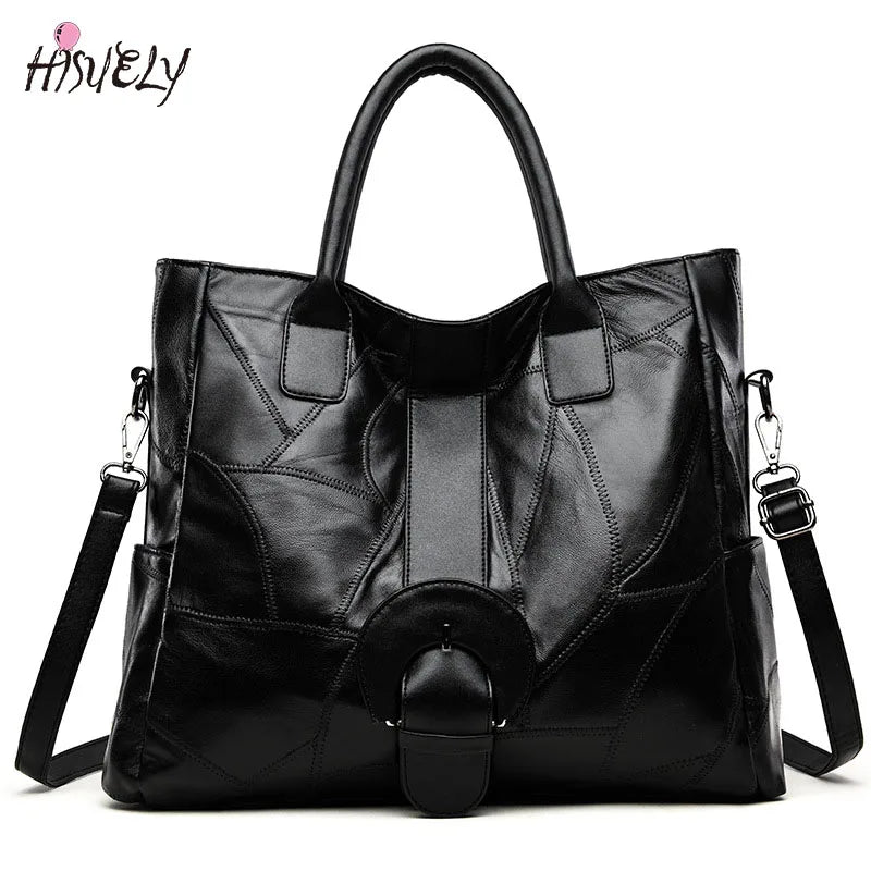 Sheepskin Splicing Single Shoulder Bag European and American Women's Handbag