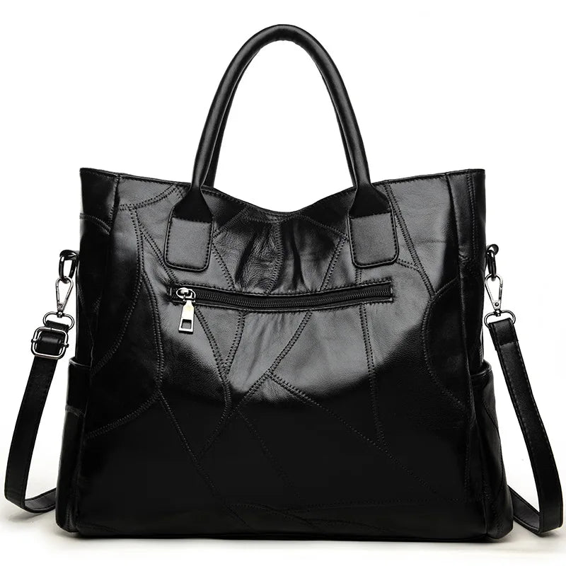 Sheepskin Splicing Single Shoulder Bag European and American Women's Handbag