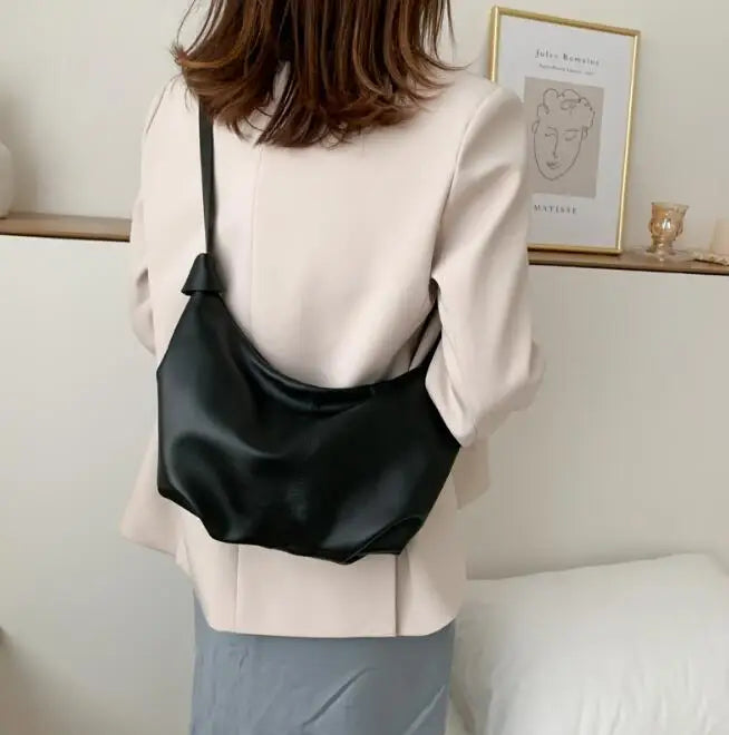 Casual PU Dumpling Bag Large Capacity Fold Crossbody Handbag