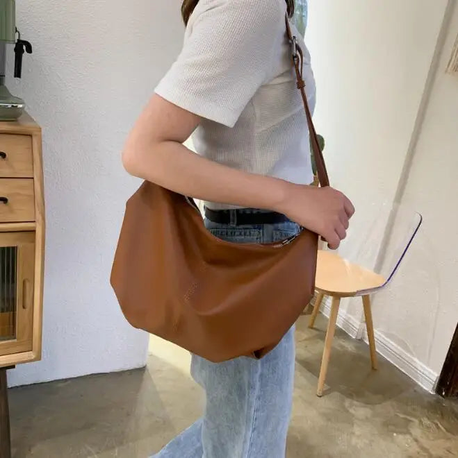 Casual PU Dumpling Bag Large Capacity Fold Crossbody Handbag