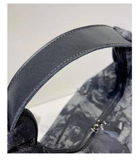 Women's Tie-Dye Denim Shoulder Bag with Leather Strap