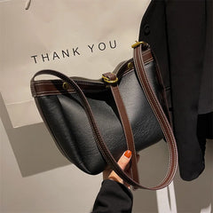 Winter Ladies Shoulder Bag PU Stitching Underarm Messenger Bag