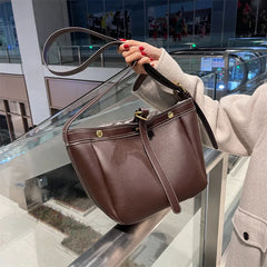 Winter Ladies Shoulder Bag PU Stitching Underarm Messenger Bag