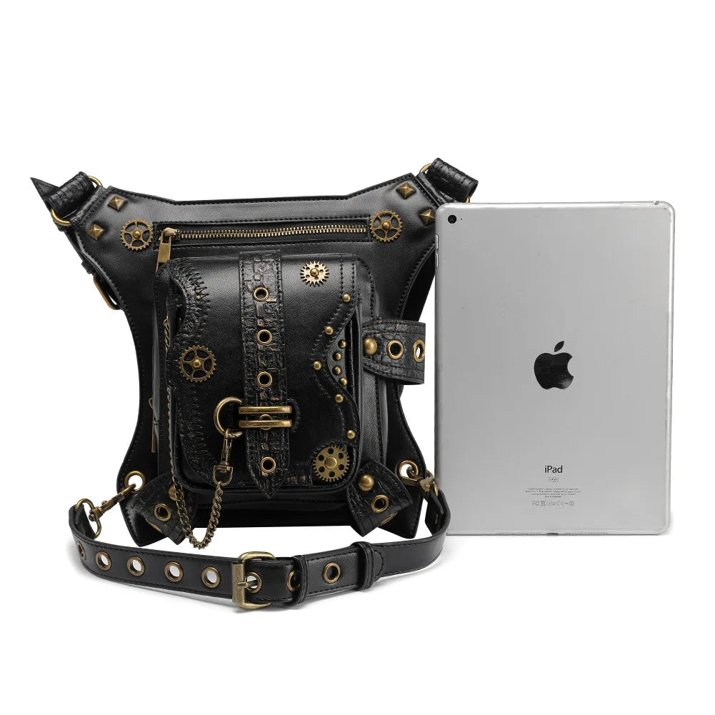 Punk Motorcycle Chain Bag Retro Style Outdoor Waist Leg Fanny Pack