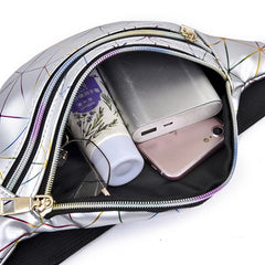 Pink Silver Geometric Fanny Pack Women's Belt Bag