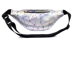Women's Pink Silver Fanny Pack Geometric Waist Bag