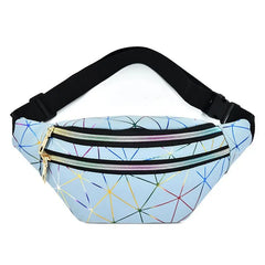 Women's Pink Silver Fanny Pack Geometric Waist Packs Phone Pouch