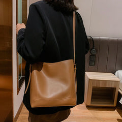 Women's Casual Shoulder Bag 2-Piece Set Solid Leather Texture Fabric