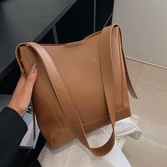 Women's Casual Shoulder Bag 2-Piece Set Solid Leather Texture Fabric
