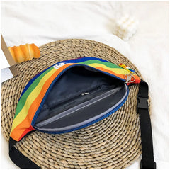 Women's Colorful Waist Bag Rainbow Nylon Small Chest Bag