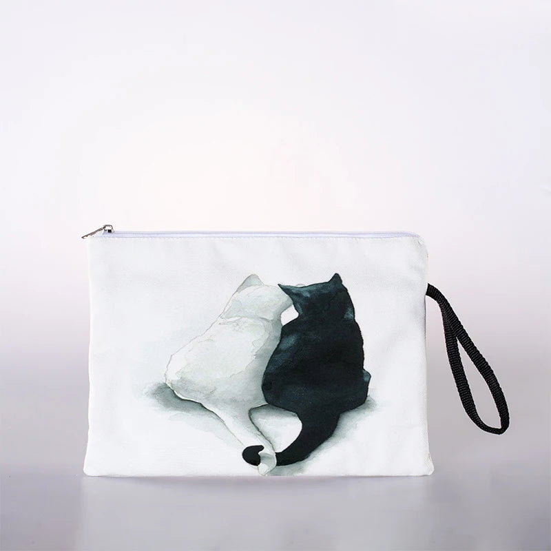 Patterned Digital Printing Travel Cosmetic Bag - Women's Storage