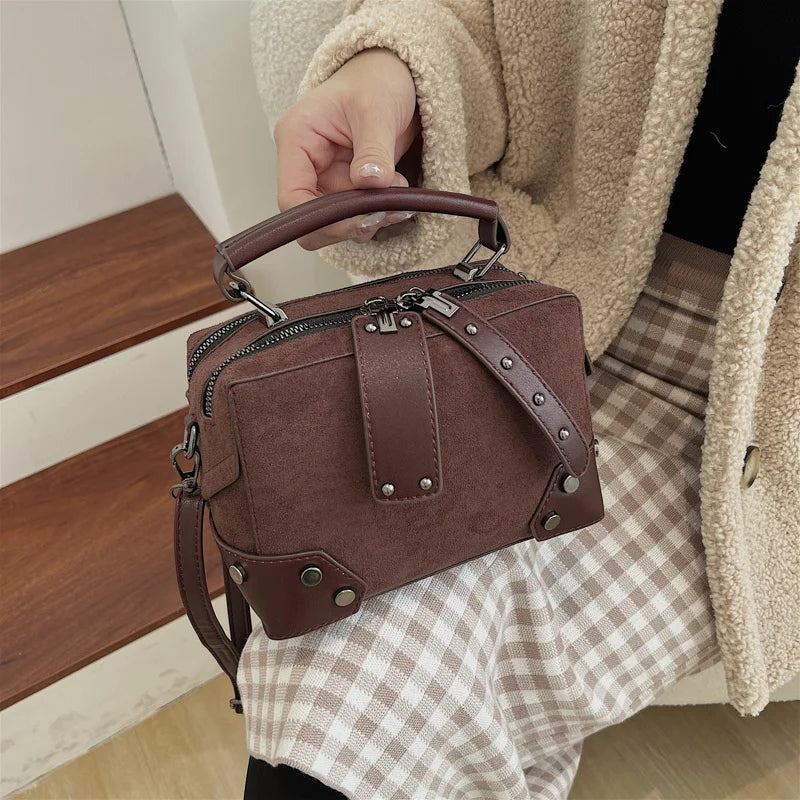 Women's Suede Shoulder Bag, High-Quality Handbag Series