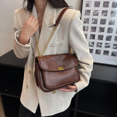 Casual Oilskin Chain Shoulder Bag for Women