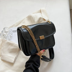 Casual Oilskin Chain Shoulder Bag for Women