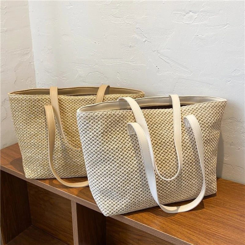 Large-Capacity Straw Woven Shoulder Bag for Women