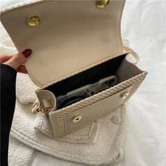Women's Chain Straw Shoulder Bag All-Match Portable Small Square Bag