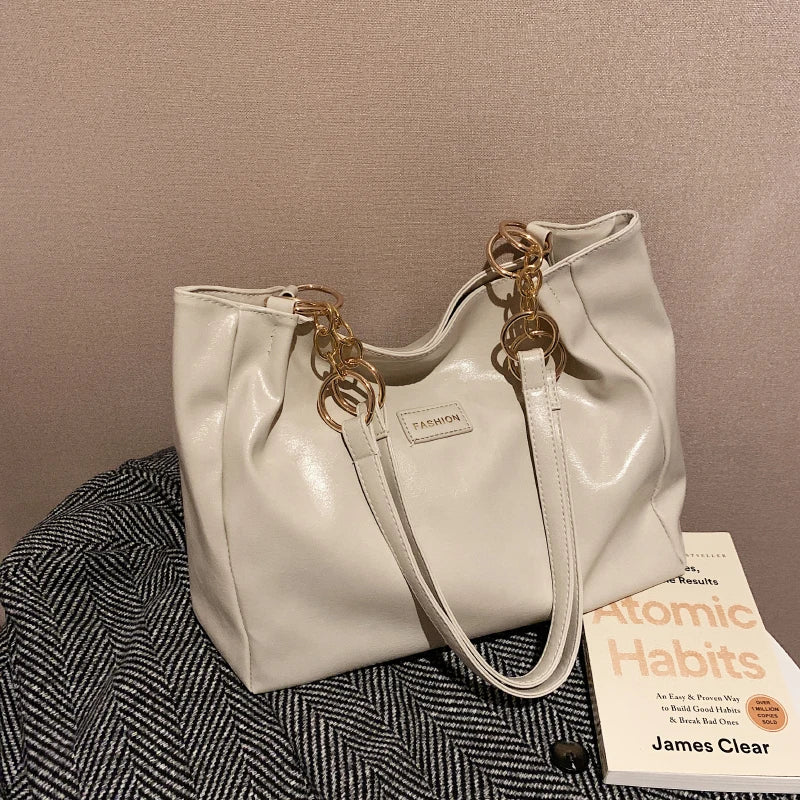 Oilskin Shoulder Bag Casual Women's Bag Autumn Winter Shopping Bag