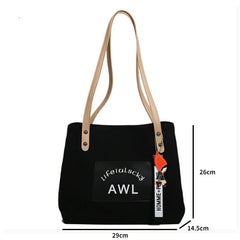 One-Shoulder Canvas Tote Bag Large Capacity Schoolbag Handbag