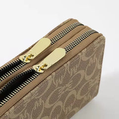 Women's Long Print Clutch Bag Double Zip Hand Strap Star Design
