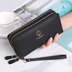 Women's Long Clutch Bag Star Print Double Zipper Hand Strap Wallet 892
