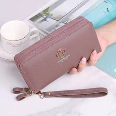 Women's Long Clutch Bag Star Print Double Zipper Hand Strap Wallet 892