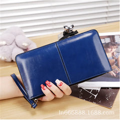 Women's Oil Wax Skin Long Wallet Large Capacity Clutch