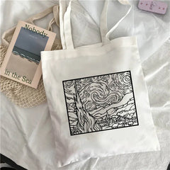 Van Gogh Art Oil Painting Shoulder Bag Harajuku Canvas Tote