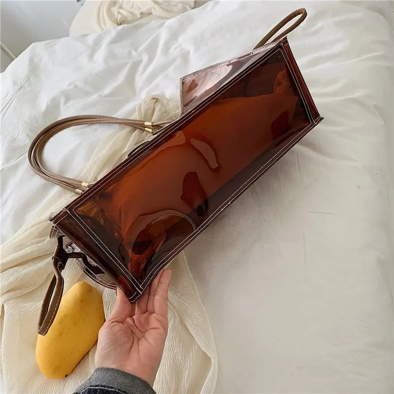 Women PVC Shoulder Bag Transparent Large Capacity Jelly Mother Handbag