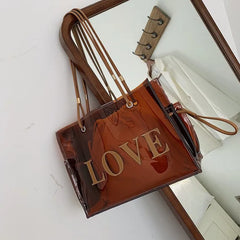 Women PVC Shoulder Bag Transparent Large Capacity Jelly Mother Handbag