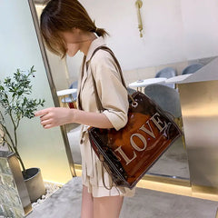 Women PVC Shoulder Bag Transparent Large Capacity Jelly Mother Handbag