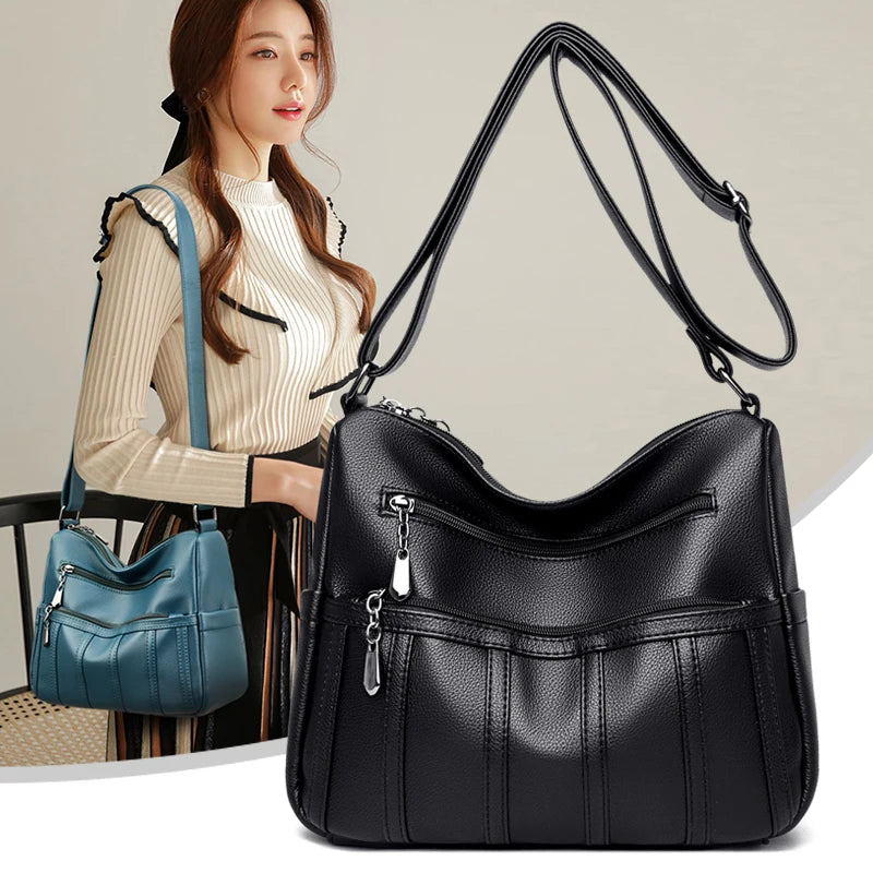 Leather Crossbody Bag for Women Shoulder Handbag Messenger Bag