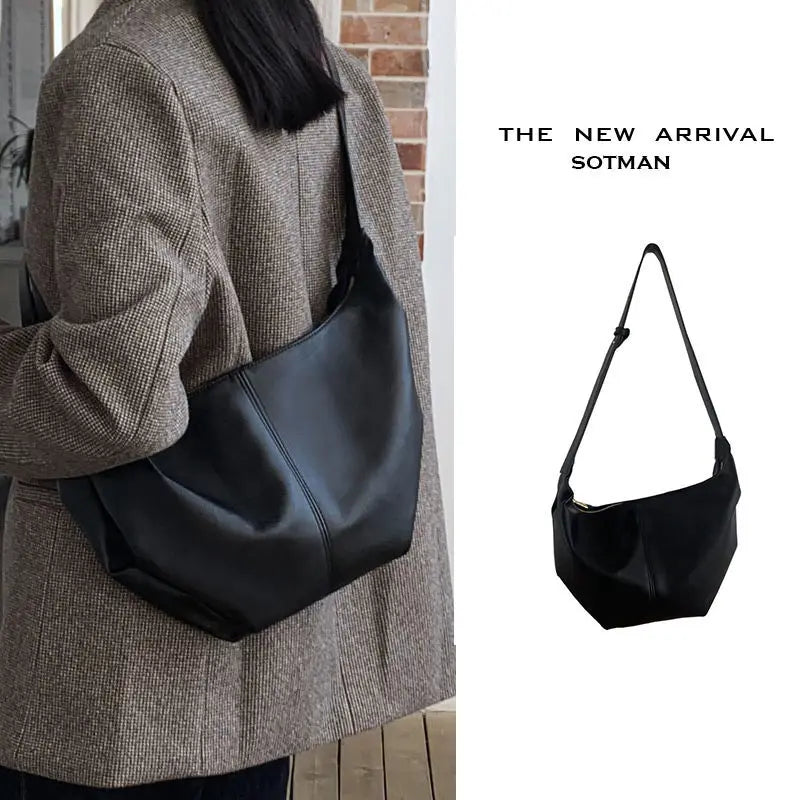 Women's Messenger Bag Large Capacity Soft Leather Tote Bag Shoulder Handbag
