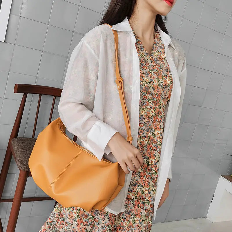 Women's Messenger Bag Large Capacity Soft Leather Tote Bag Shoulder Handbag