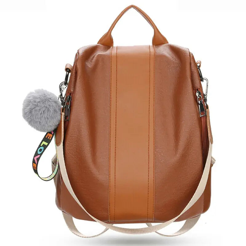 Womens Faux Leather Shoulder Bag Satchel Handbag Backpack