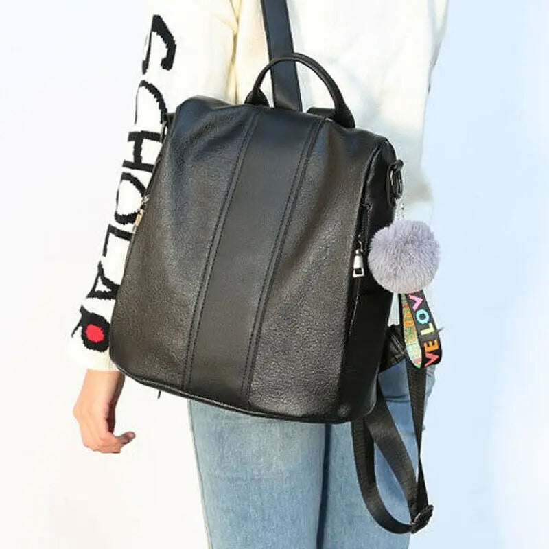 Womens Faux Leather Shoulder Bag Satchel Handbag Backpack