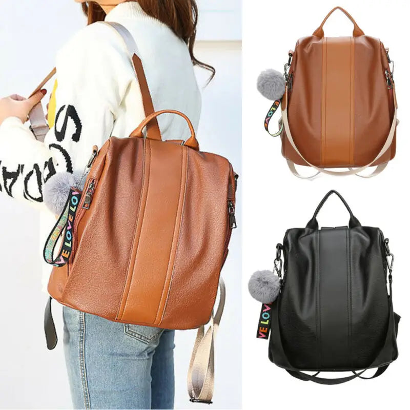 Womens Faux Leather Shoulder Bag Satchel Handbag Backpack