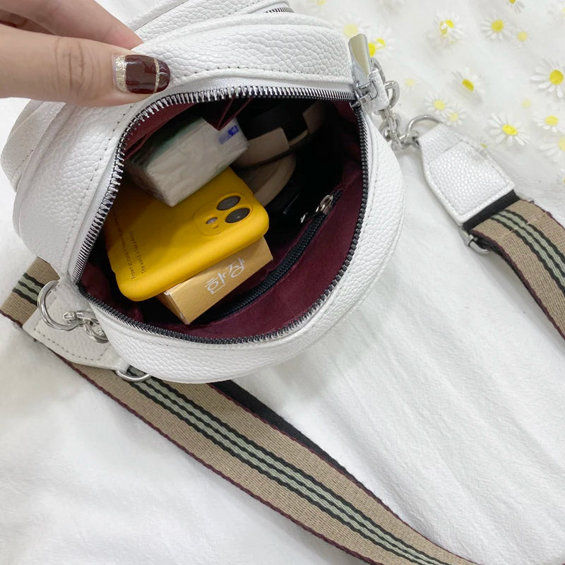 Solid Shoulder Bag Large Capacity Double Zipper Handbag