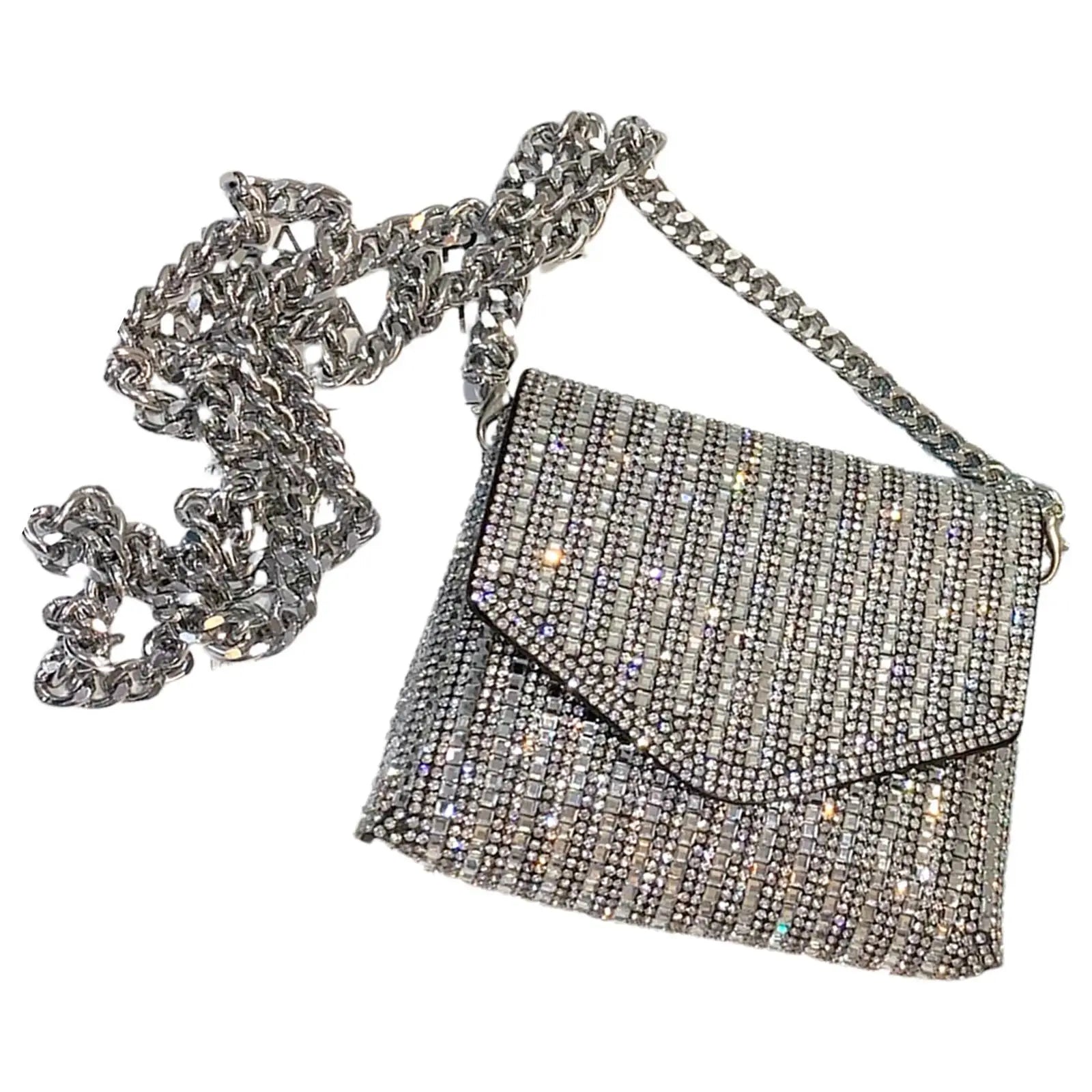 Shining Bling Crossbody Bag Chain Handbag PU Leather Purse