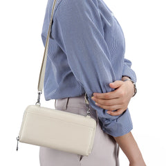 Womens Cow Leather Cell Phone Crossbody Bag with Touch Screen Wallet