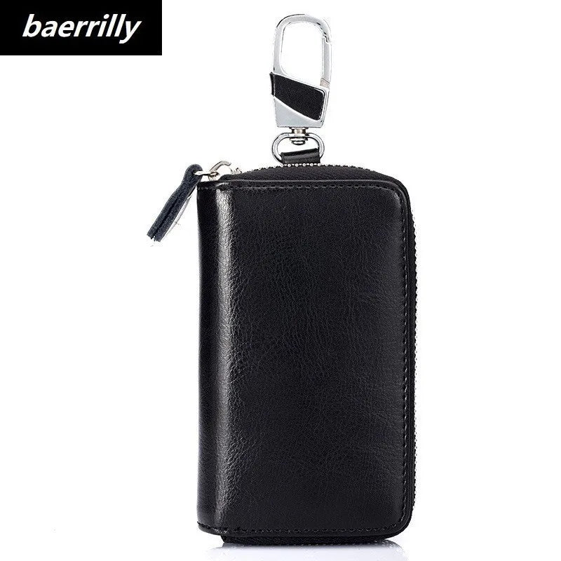 Womens Key Wallet Leather Zipper Girl Housekeeper Key Case Female Key Holder Bag