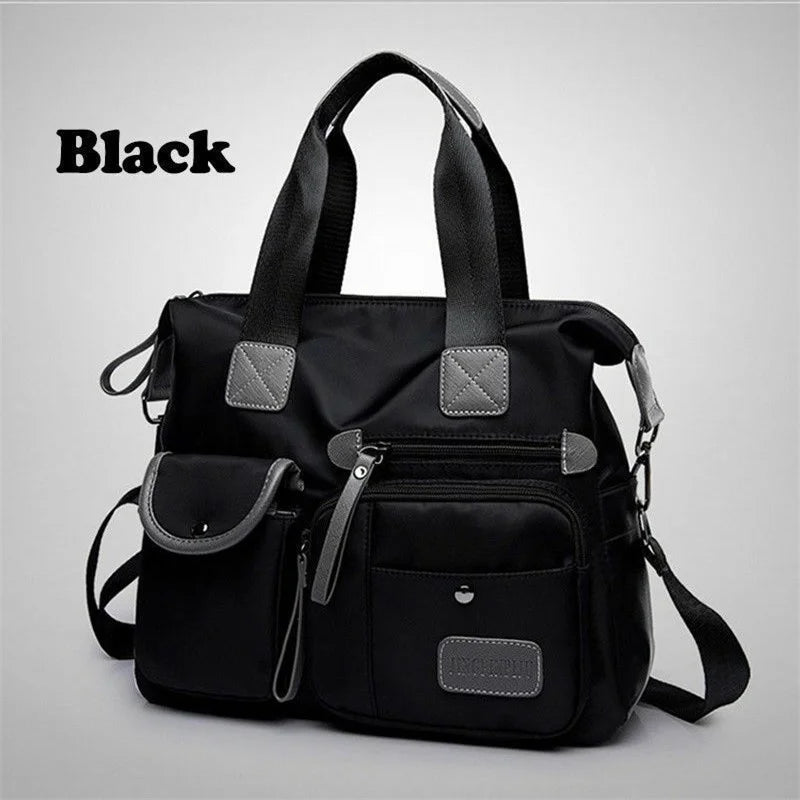 Womens Multi-Pocket Waterproof Nylon Cross Body Travel Bag Solid Handbag