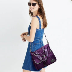 Womens Multi-Pocket Waterproof Nylon Cross Body Travel Bag Solid Handbag