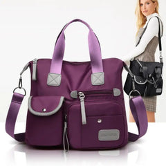 Womens Multi-Pocket Waterproof Nylon Cross Body Travel Bag Solid Handbag