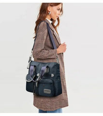 Womens Multi-Pocket Waterproof Nylon Cross Body Travel Bag Solid Handbag