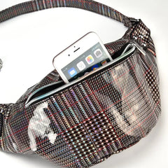 Womens Check Pattern Waist Bag Chain Fanny Pack